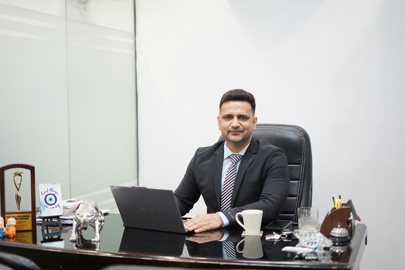 Consultant at his desk