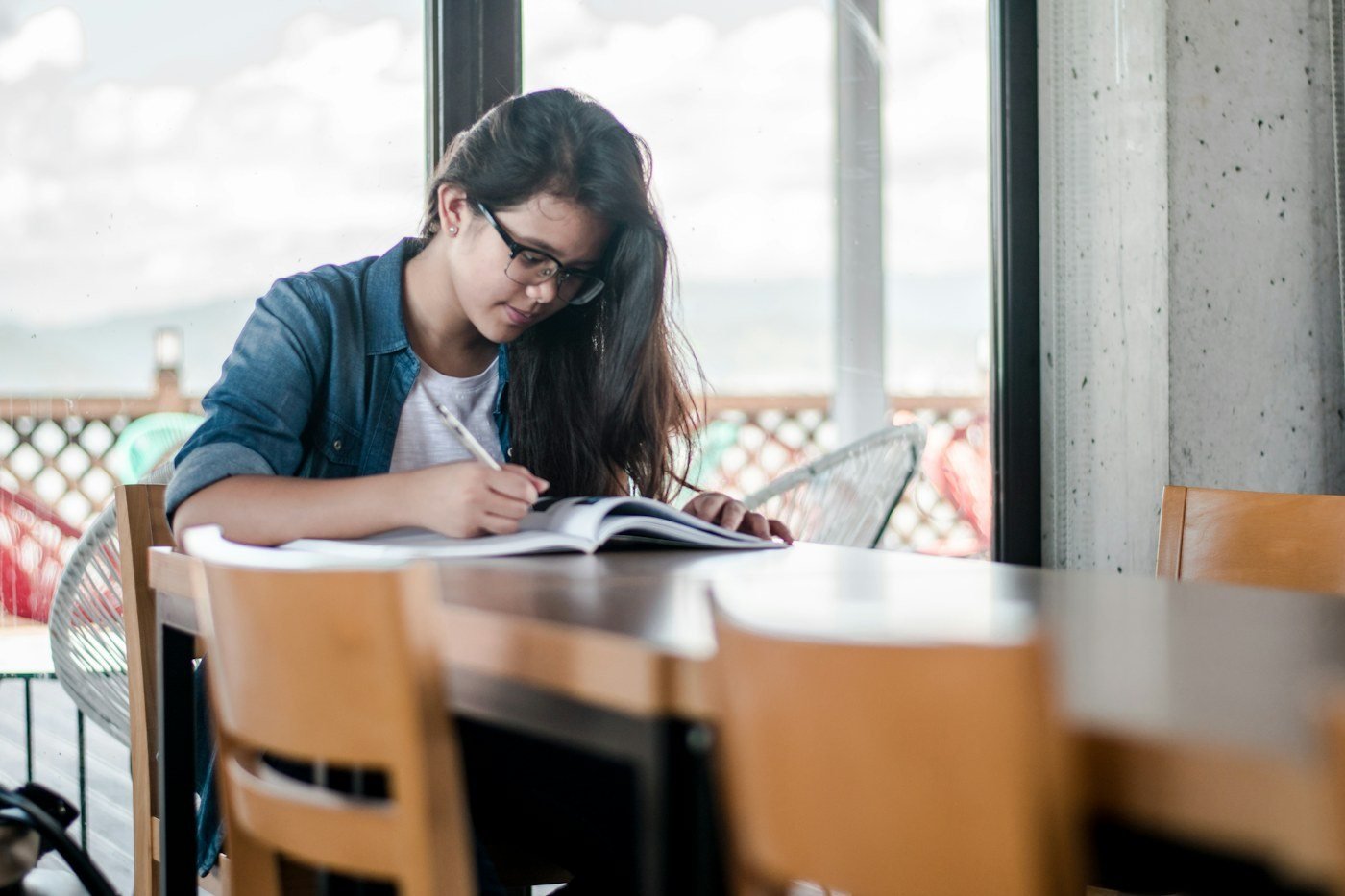 Student studying at a desk